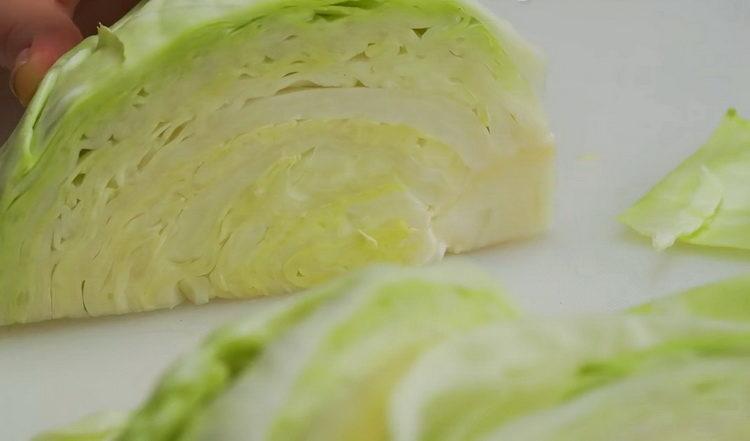 For cooking, chop cabbage