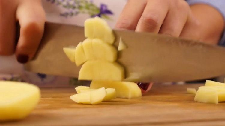 For cooking, chop potatoes