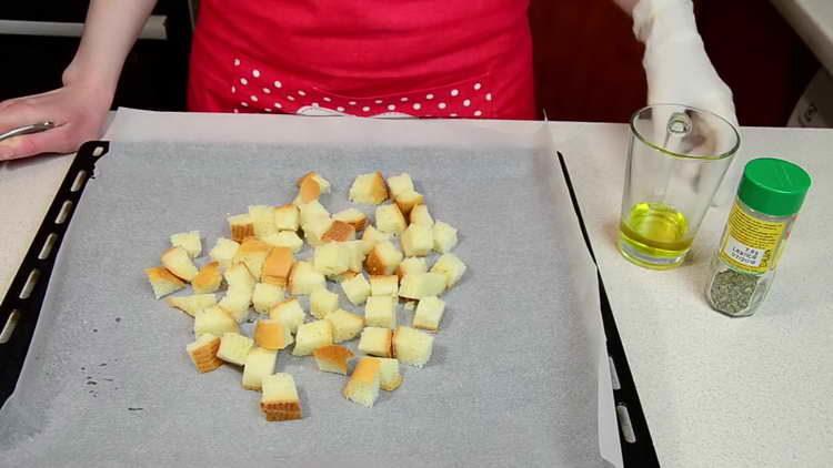 put bread on a baking sheet