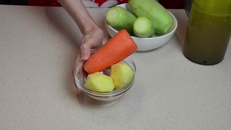 wash and peel potatoes and carrots