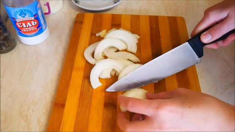 To cook, chop onion