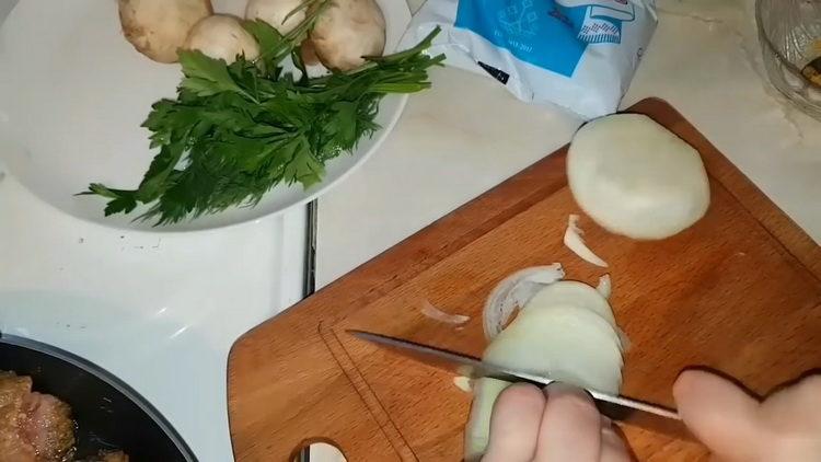 To cook, chop onion