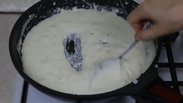 To cook a dish, cook bechamel