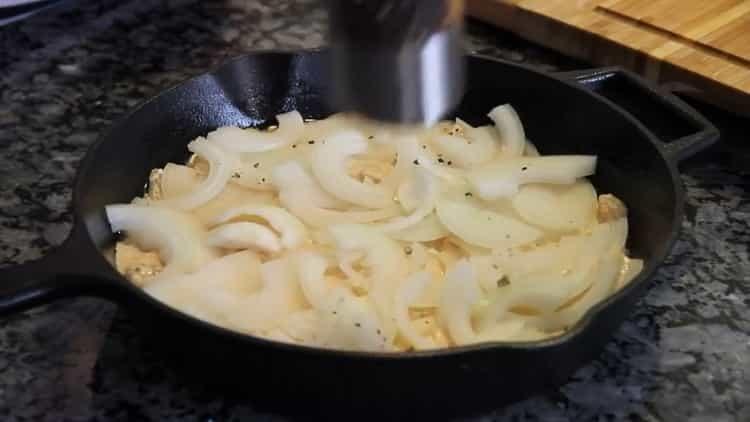 To cook, chop onion