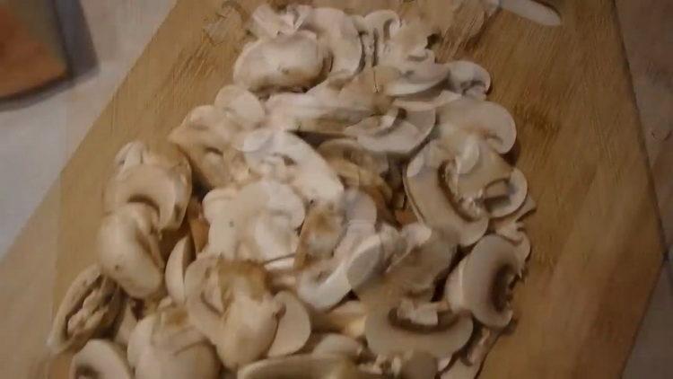 For cooking, chop mushrooms