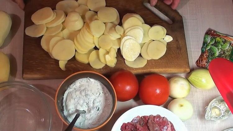 For cooking, chop potatoes