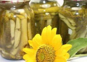 Winter pickled cucumbers with garlic