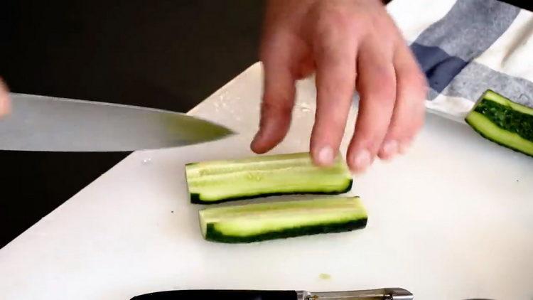 chop cucumbers