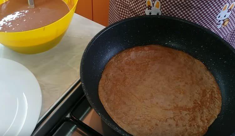 frying liver pancakes.