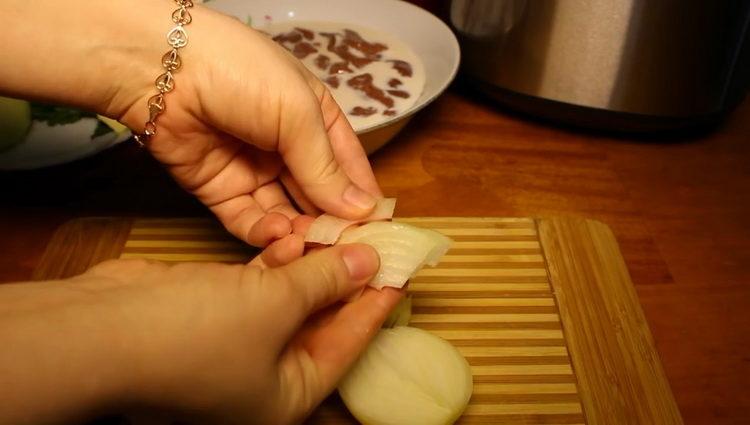 To cook, chop onion