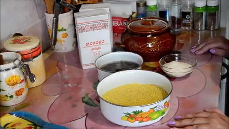 millet porridge in a pot in the oven