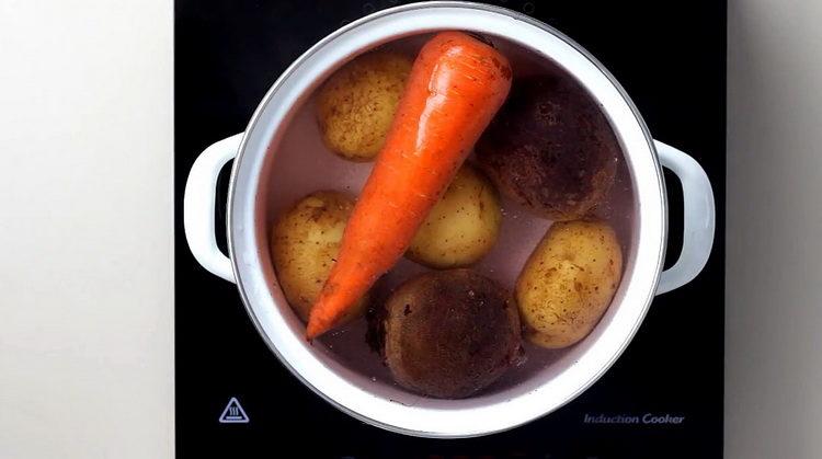 Cocinar una receta de vinagreta con guisantes