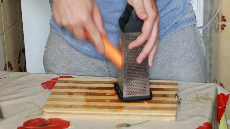 Grate carrots for cooking