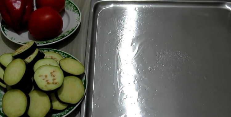 grease a baking sheet with oil