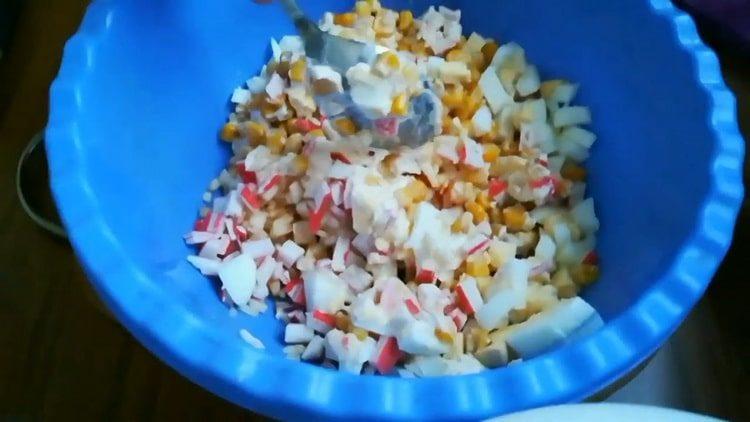 salad with crab sticks and apple