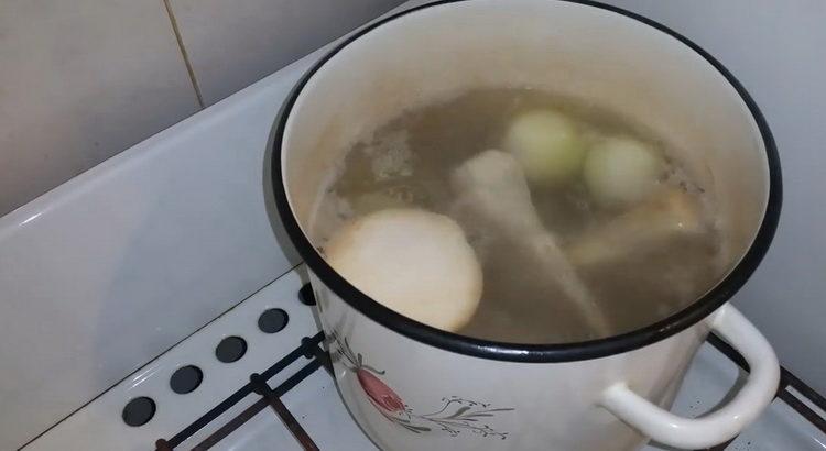 Boil the broth for cooking