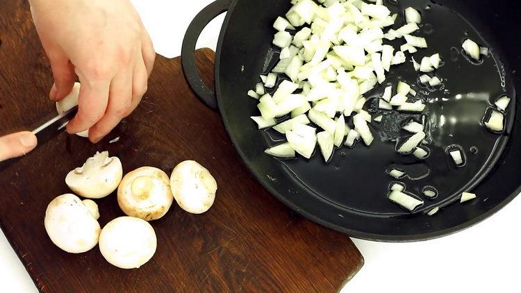 To cook, chop onion