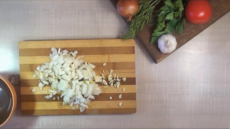 Chop onion and garlic