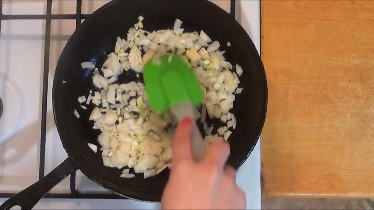 saute the onion and garlic