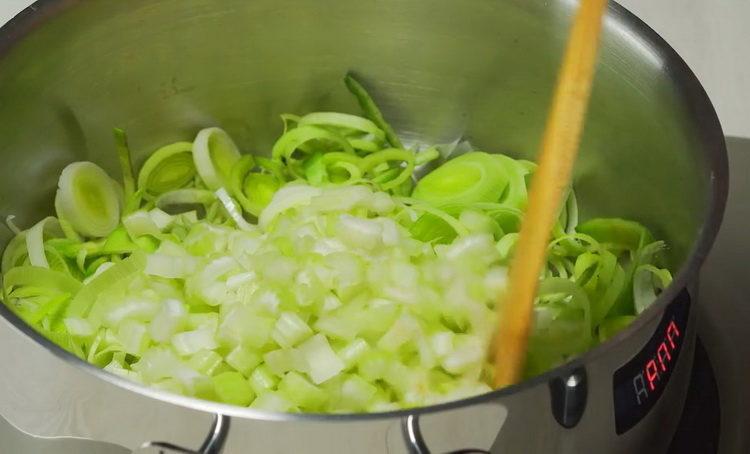 fry leek and celery