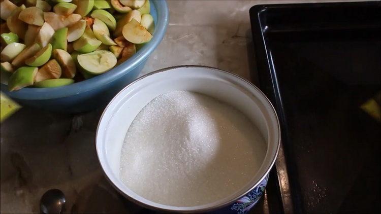 For cooking, chop apples