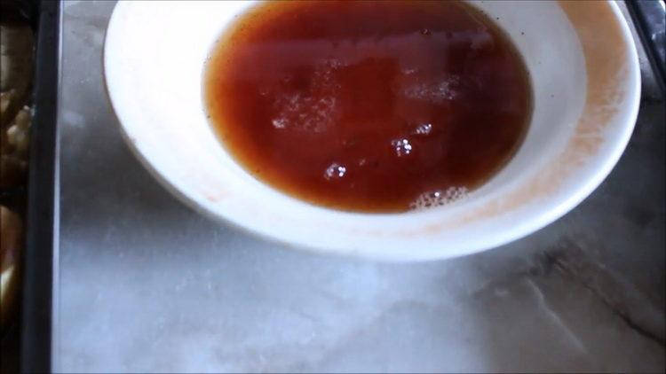 Drain syrup to cook