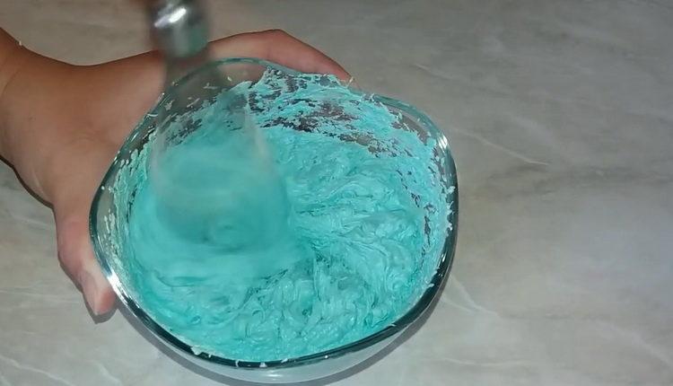 Add dye to make the cake.