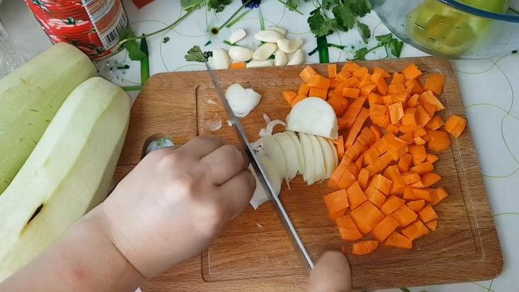 chop carrots and onions