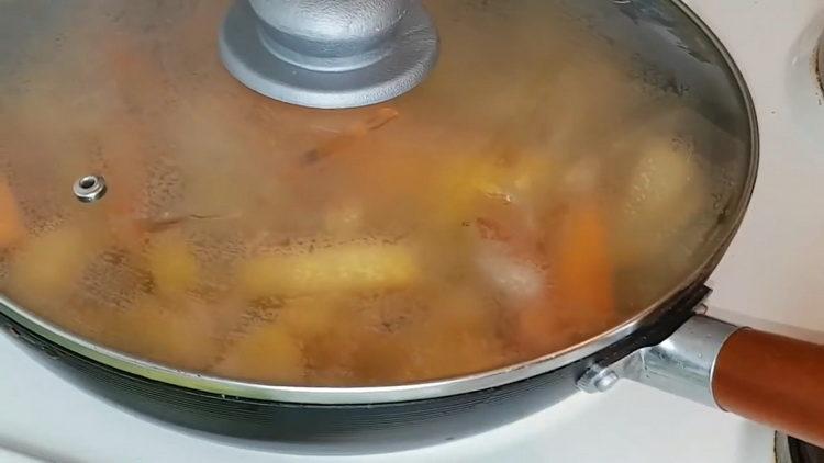 To cook, simmer the ingredients.