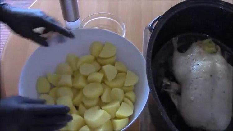 For cooking, chop potatoes