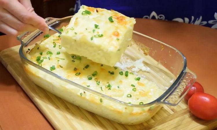 Coliflor al horno con queso en el horno según una receta paso a paso con foto