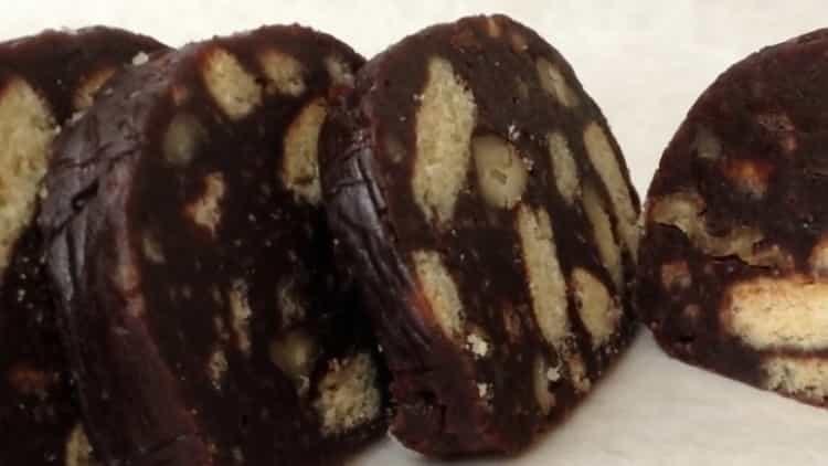 chocolate cookie sausage is ready