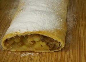 Delicious and fragrant strudel with apples