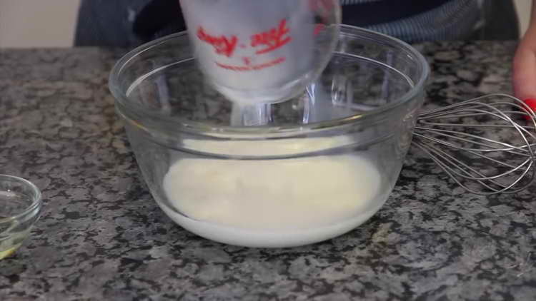pour milk into a bowl
