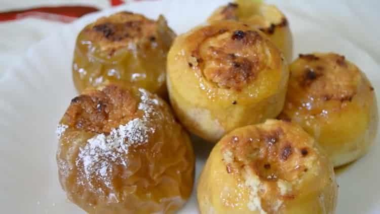 Baked apples with cottage cheese - step by step recipe with photo