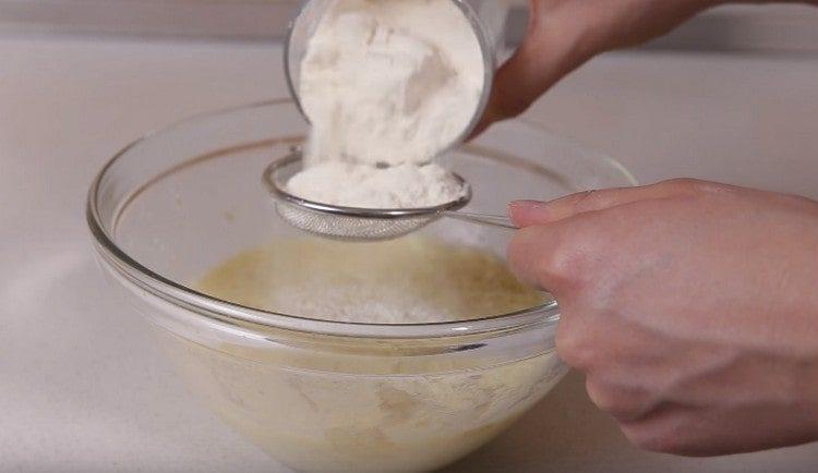 Sift flour with baking powder.