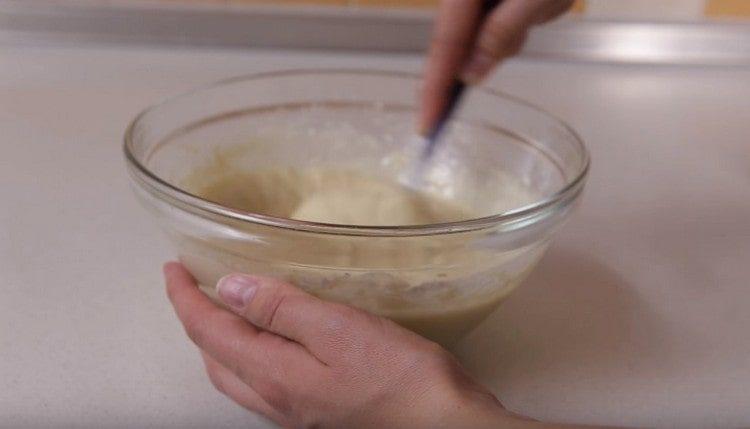 Add a little melted butter to the finished dough.
