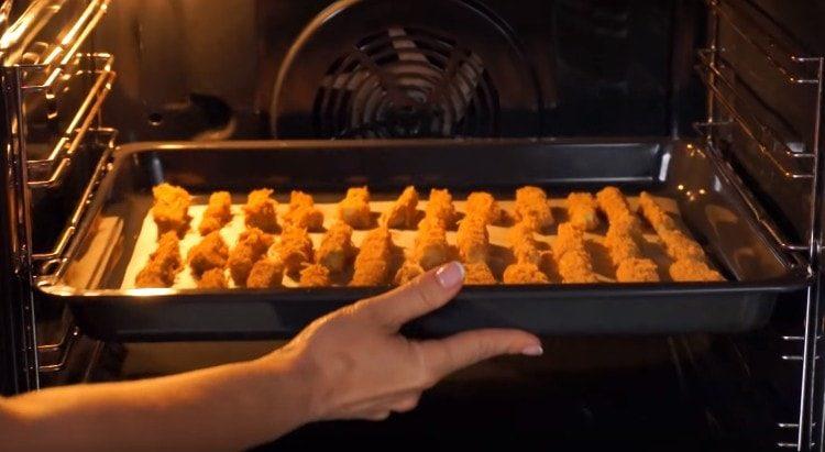 put the blanks on a baking sheet and put in the oven.