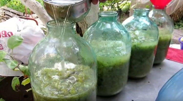 Add pure water to the jars.
