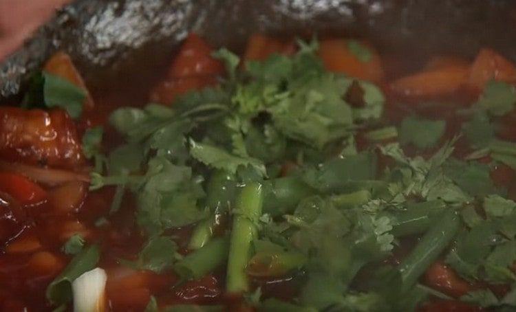 Add cilantro to an almost ready dish.