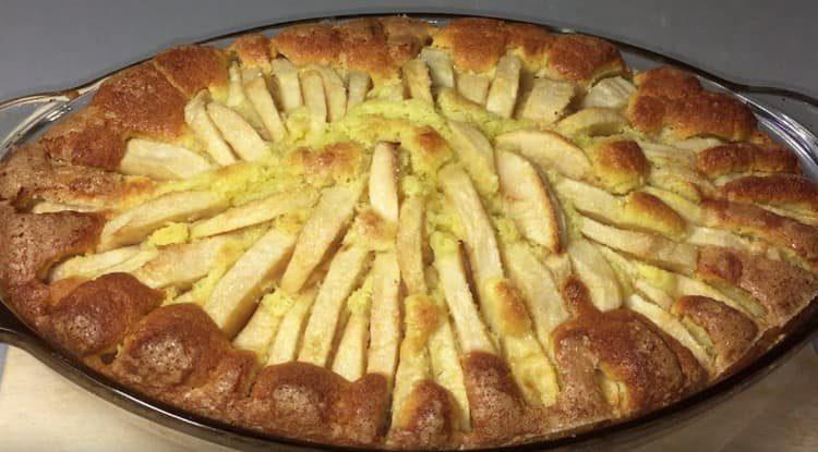 Luxurious Cornish apple pie ready.