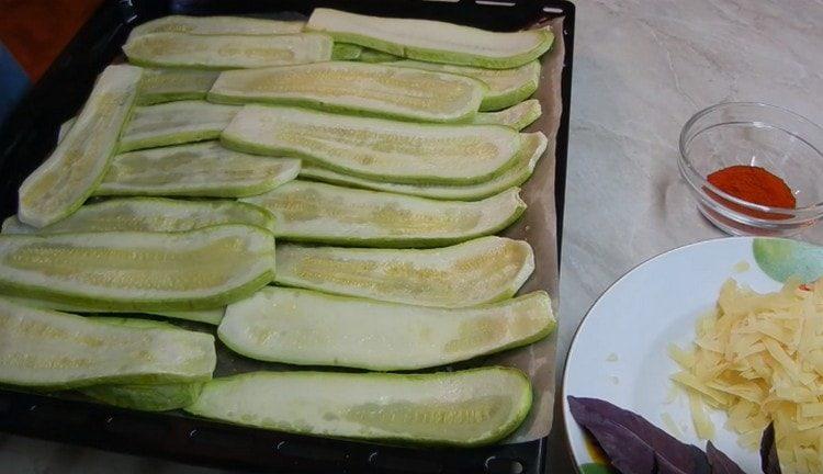 Bake zucchini for 7 minutes, until soft.