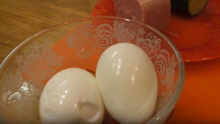 Hard boiled eggs, then three on a grater.