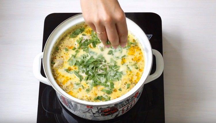 Add chopped fresh herbs to the finished soup.