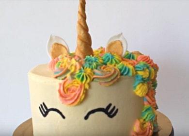 Hermoso pastel brillante  Unicornio para cumpleaños
