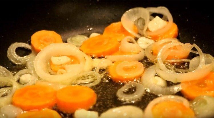 Stir fry the vegetables.