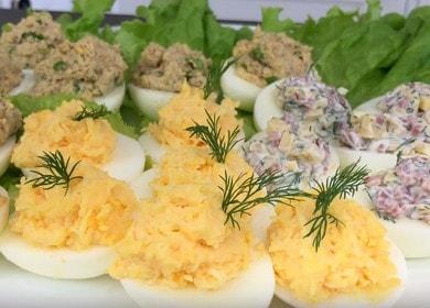 Stuffed eggs - three  types of toppings