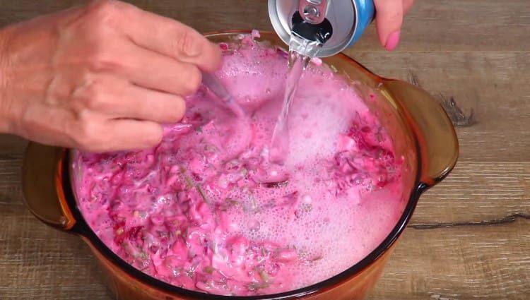 adjust the density of the dish by adding a carbonated mineral water.