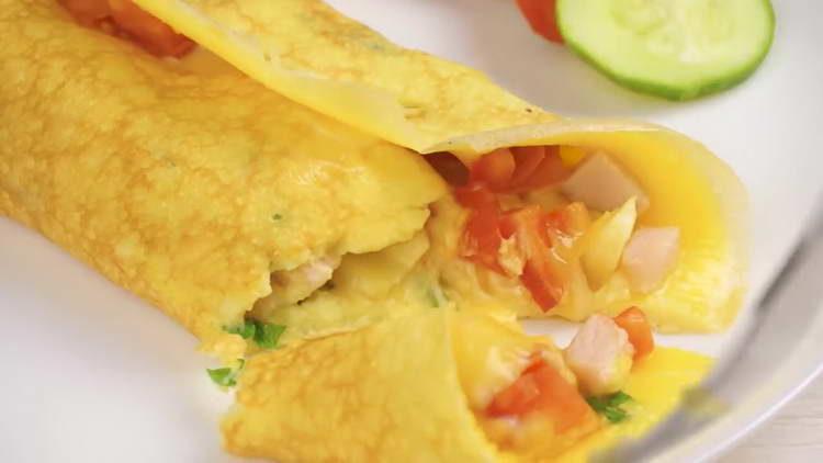 put vegetables on an omelet