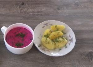 Cold beetroot soup according to a step by step recipe with photo